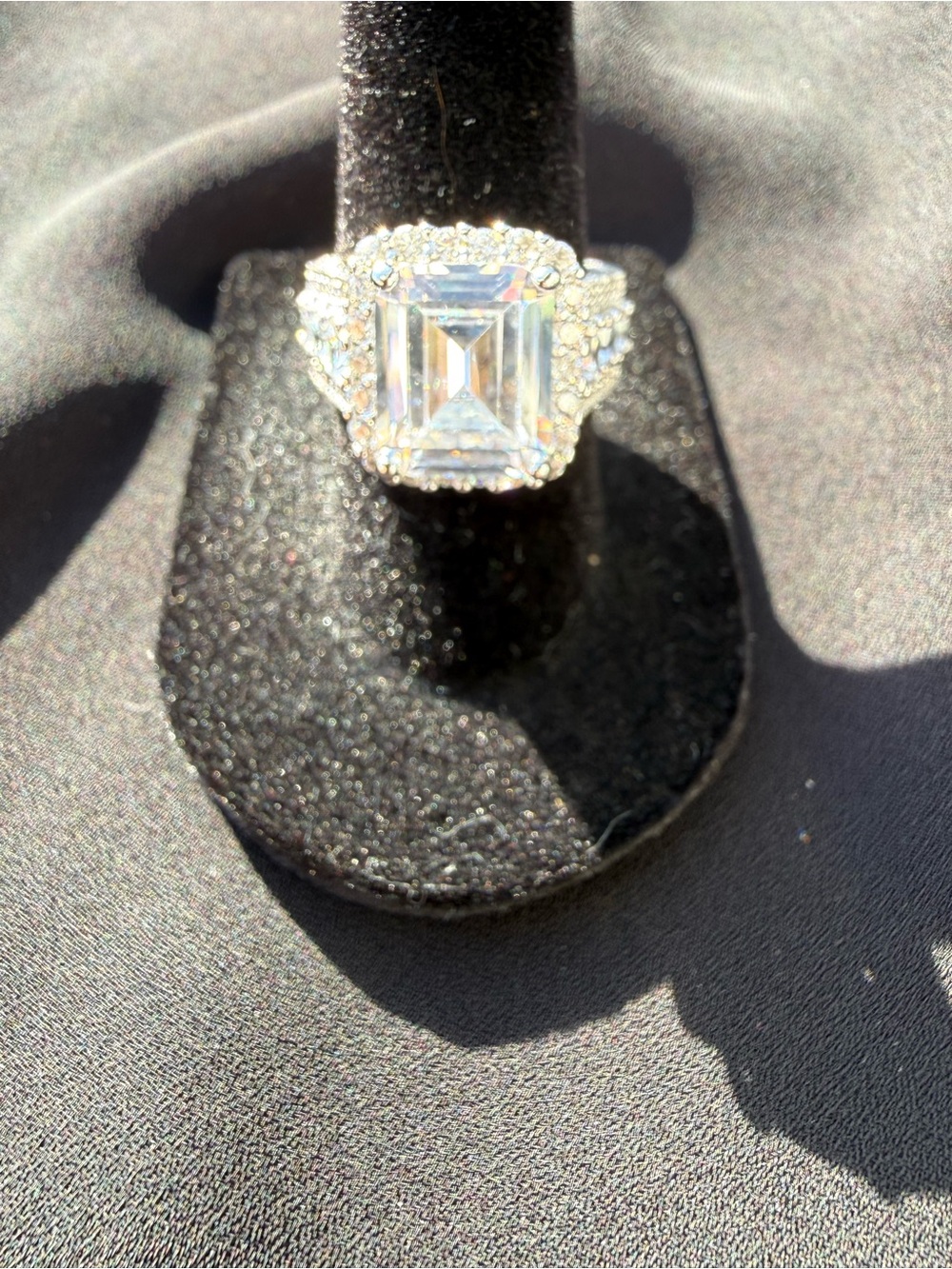 Vanna K For Bella Luce Emerald-Cut White Crystal Halo Ring - Unbranded